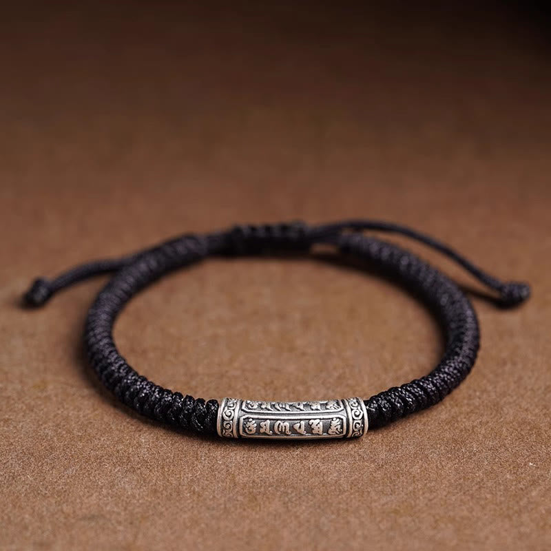 KarmaRipple's Handmade 999 Sterling Silver Peace and Good Fortune Om Mani Padme Hum Luck?Rope Bracelet p27