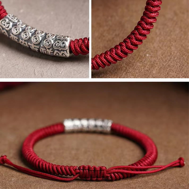 KarmaRipple's Handmade 999 Sterling Silver Peace and Good Fortune Om Mani Padme Hum Luck?Rope Bracelet p19