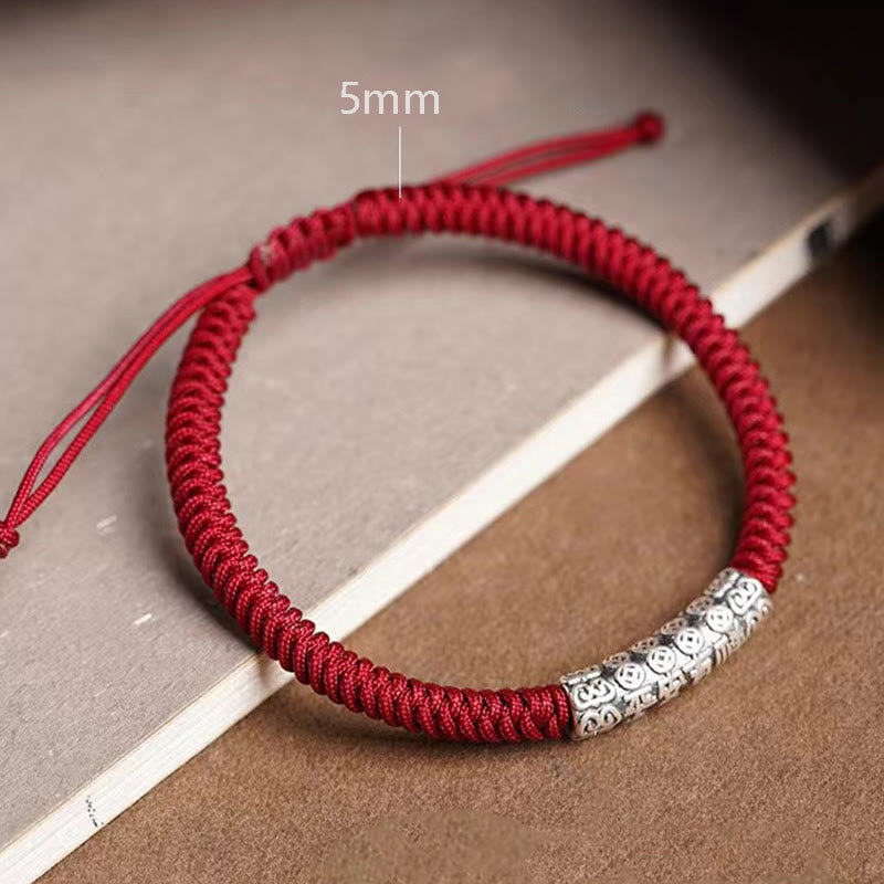 KarmaRipple's Handmade 999 Sterling Silver Peace and Good Fortune Om Mani Padme Hum Luck?Rope Bracelet p17