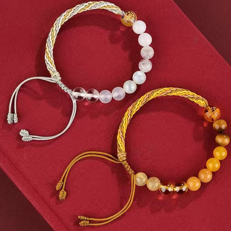 KarmaRipple's Five Elements Various Gemstone Agate Wealth Reincarnation Weave Braid Bracelet p8