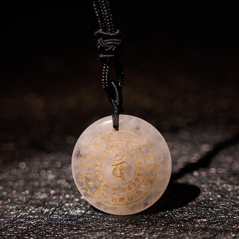 KarmaRipple's Vairocana Tathagata Sanskrit Mantra Various Gemstone Black Obsidian Green Aventurine Strength Pendant Necklace p13