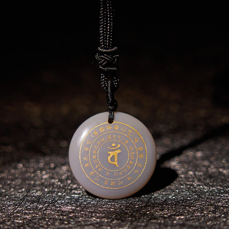 KarmaRipple's Vairocana Tathagata Sanskrit Mantra Various Gemstone Black Obsidian Green Aventurine Strength Pendant Necklace p6