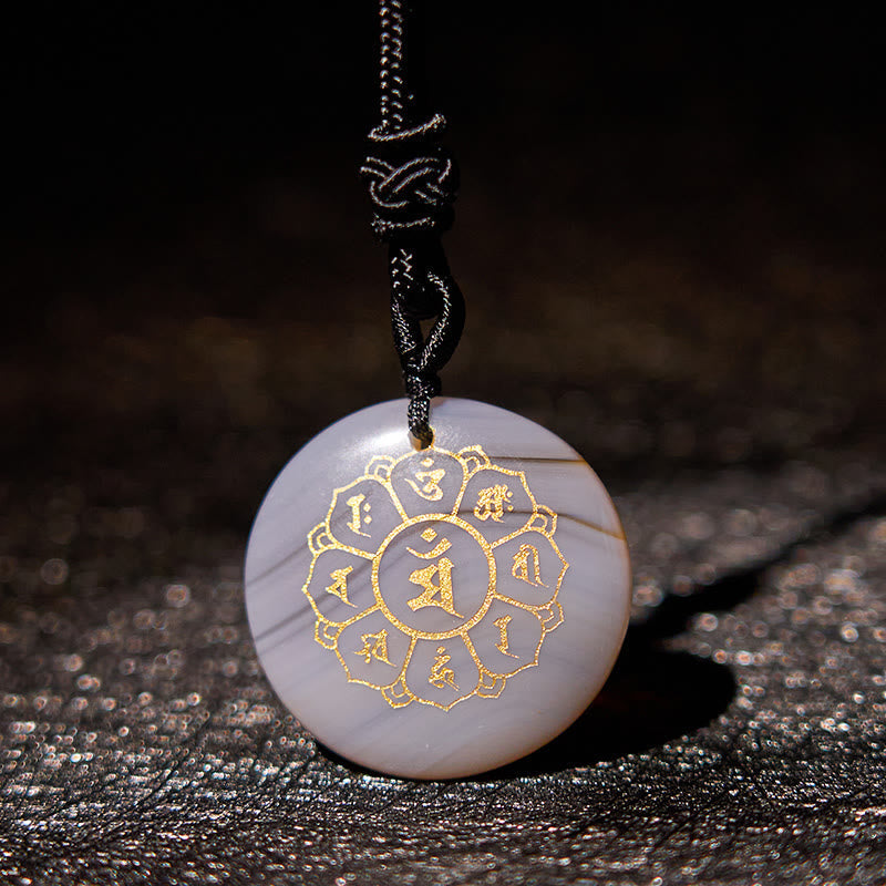 KarmaRipple's Om Mani Padme Hum Authentic Various Gemstone Black Obsidian Strength Pendant Necklace p42