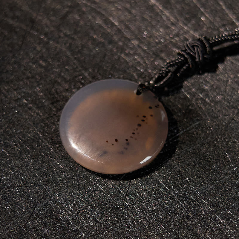 KarmaRipple's Swastika Lotus Pattern Authentic Various Gemstone Black Obsidian Purification Pendant Necklace p36