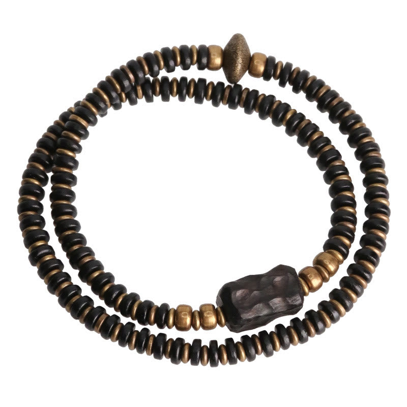 KarmaRipple's Ebony Wood Green Sandalwood Bronze Brass Calm Double Wrap Bracelet p9