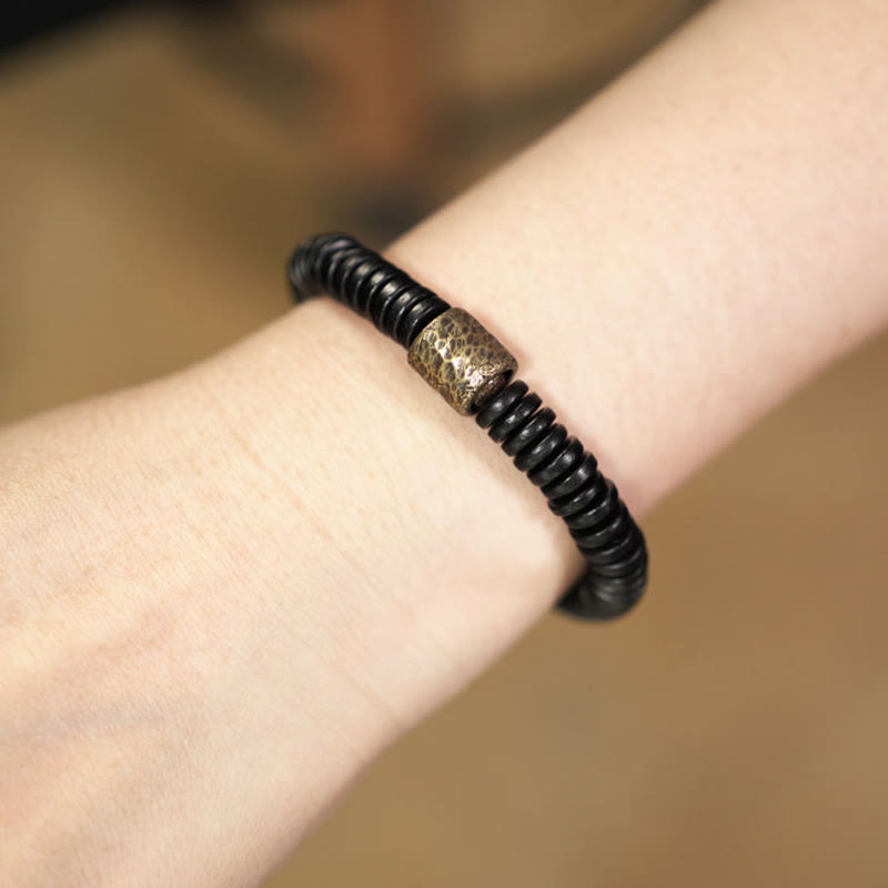 KarmaRipple's Ebony Wood Bronze Brass Calm Bracelet p5