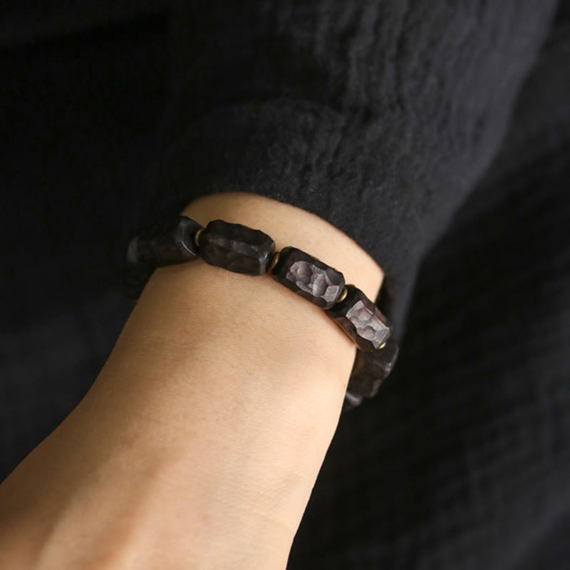KarmaRipple's Ebony Wood Bronze Brass Circular Ring Peace Bracelet p10