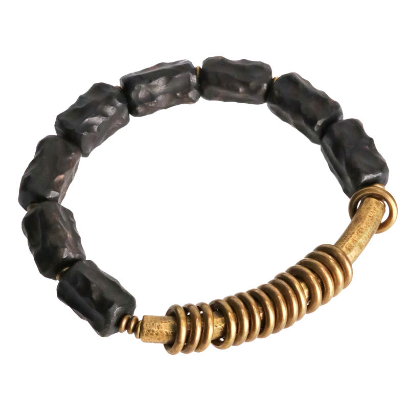 KarmaRipple's Ebony Wood Bronze Brass Circular Ring Peace Bracelet p11