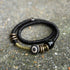 Ebony Wood Brass Dzi Bead Black Onyx / 17-17.5cm