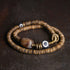 Green Sandalwood Brass Dzi Bead Black Onyx / 15-15.5cm