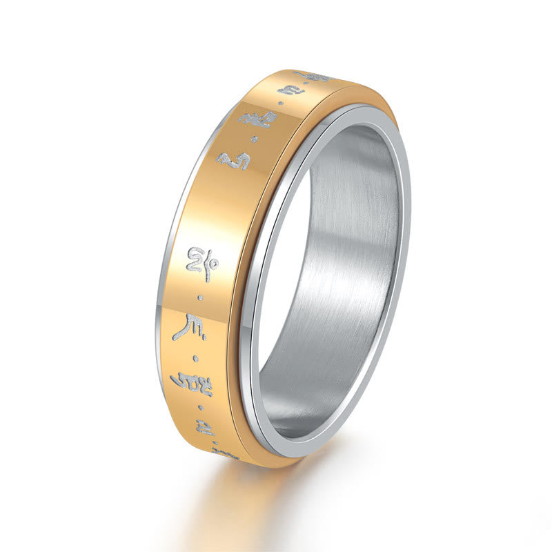KarmaRipple's Tibetan Mantra Titanium Steel Balance Rotatable Ring p15