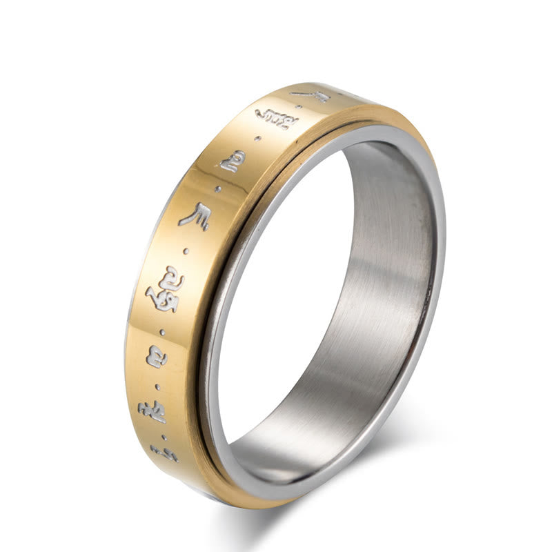 KarmaRipple's Tibetan Mantra Titanium Steel Balance Rotatable Ring p14
