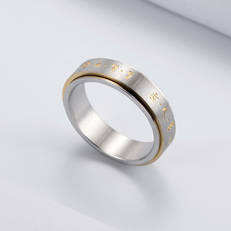 KarmaRipple's Tibetan Mantra Titanium Steel Balance Rotatable Ring p6