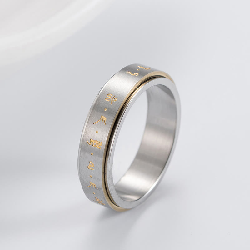 KarmaRipple's Tibetan Mantra Titanium Steel Balance Rotatable Ring p5