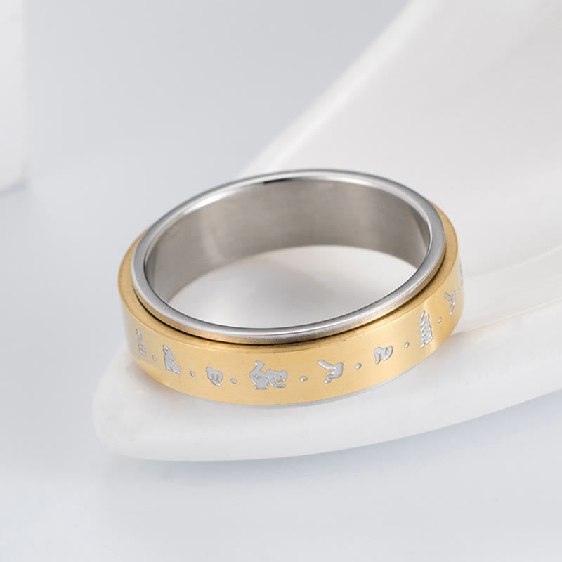 KarmaRipple's Tibetan Mantra Titanium Steel Balance Rotatable Ring p12