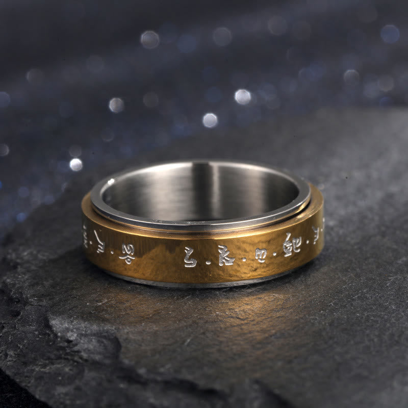 KarmaRipple's Tibetan Mantra Titanium Steel Balance Rotatable Ring p10