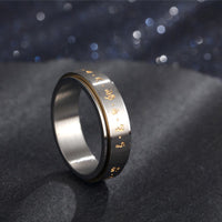 KarmaRipple's Tibetan Mantra Titanium Steel Balance Rotatable Ring