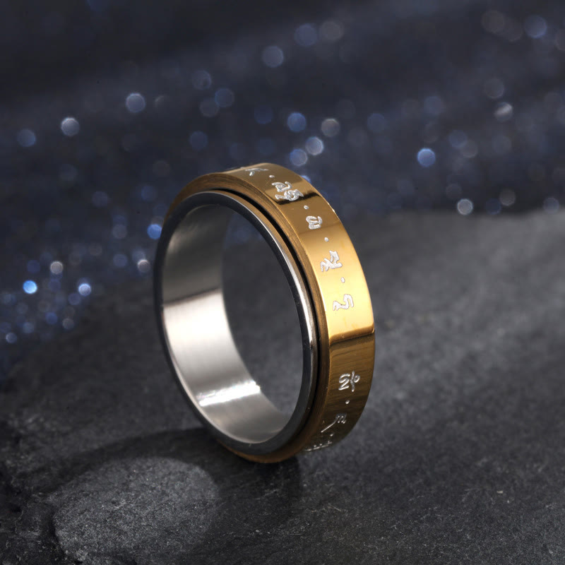 KarmaRipple's Tibetan Mantra Titanium Steel Balance Rotatable Ring p2