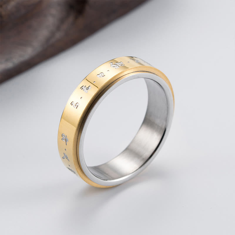 KarmaRipple's Tibetan Mantra Titanium Steel Balance Rotatable Ring p13