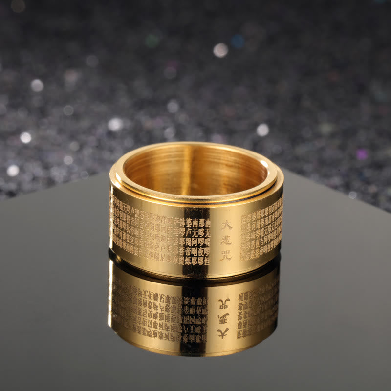 KarmaRipple's Great Compassion Mantra Carved Titanium Steel Strengthen Rotatable Ring p19