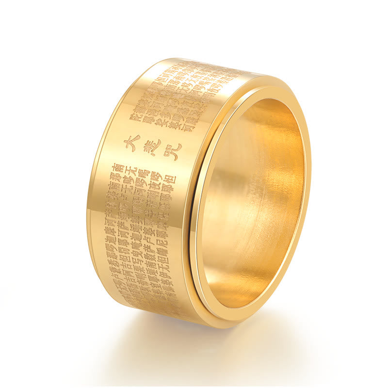 KarmaRipple's Great Compassion Mantra Carved Titanium Steel Strengthen Rotatable Ring p6