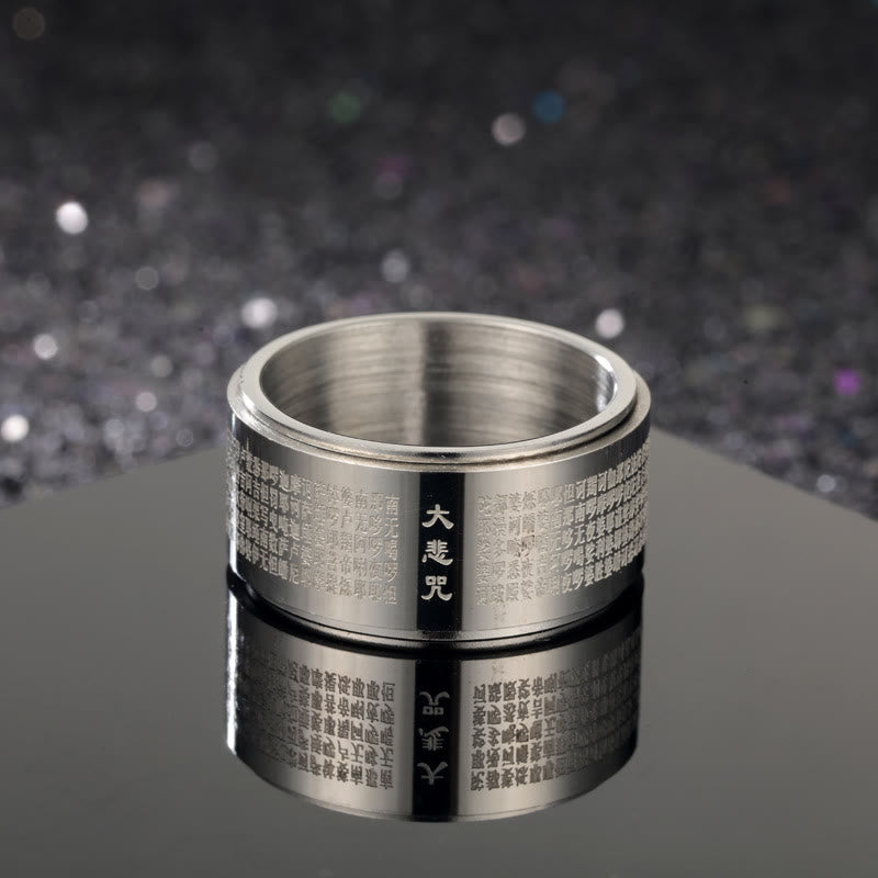 KarmaRipple's Great Compassion Mantra Carved Titanium Steel Strengthen Rotatable Ring p9