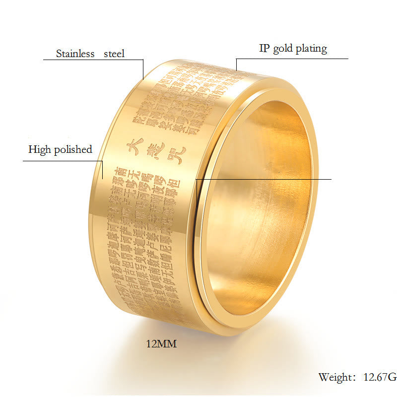 KarmaRipple's Great Compassion Mantra Carved Titanium Steel Strengthen Rotatable Ring p7