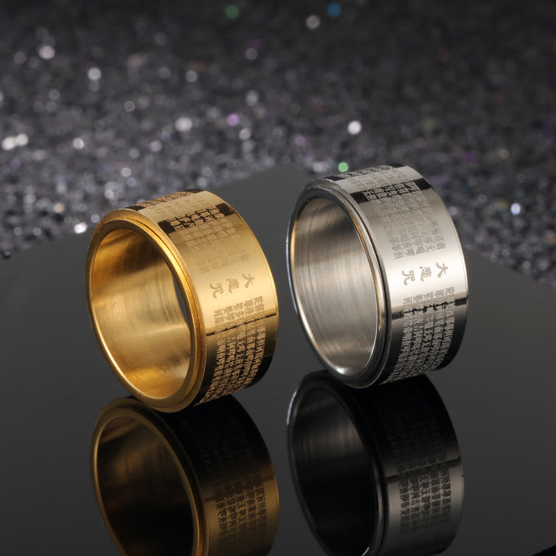 KarmaRipple's Great Compassion Mantra Carved Titanium Steel Strengthen Rotatable Ring p3