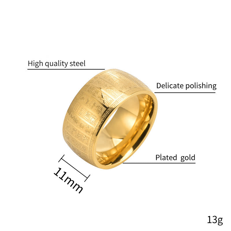 KarmaRipple's Chinese Characters Engraved Pattern Titanium Steel Balance Ring p5