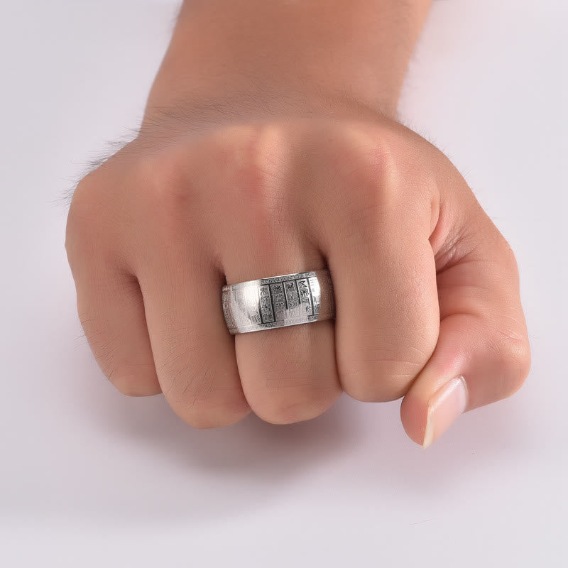 KarmaRipple's Chinese Characters Engraved Pattern Titanium Steel Balance Ring p9