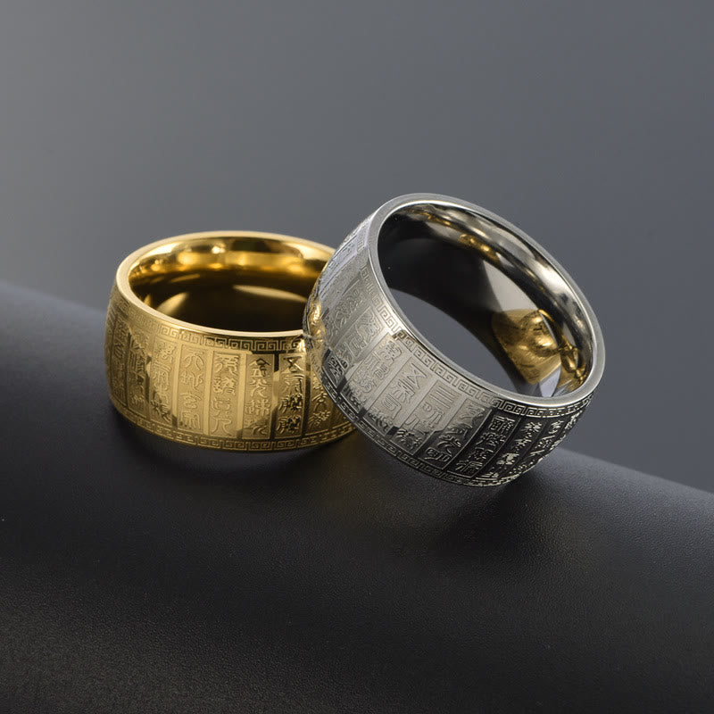 KarmaRipple's Chinese Characters Engraved Pattern Titanium Steel Balance Ring p3