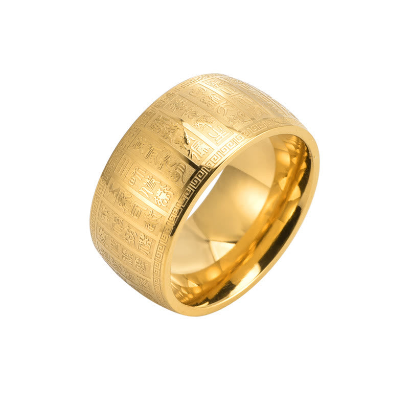 KarmaRipple's Chinese Characters Engraved Pattern Titanium Steel Balance Ring p4