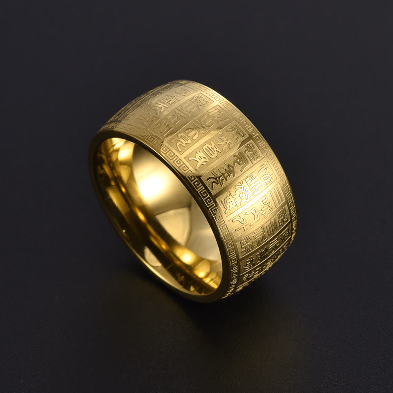 KarmaRipple's Chinese Characters Engraved Pattern Titanium Steel Balance Ring p15