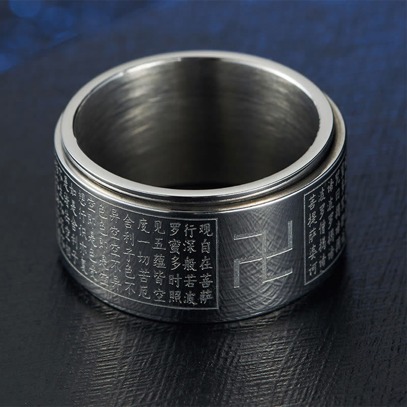 KarmaRipple's Heart Sutra Swastika Titanium Steel Fortune Rotatable Ring p11
