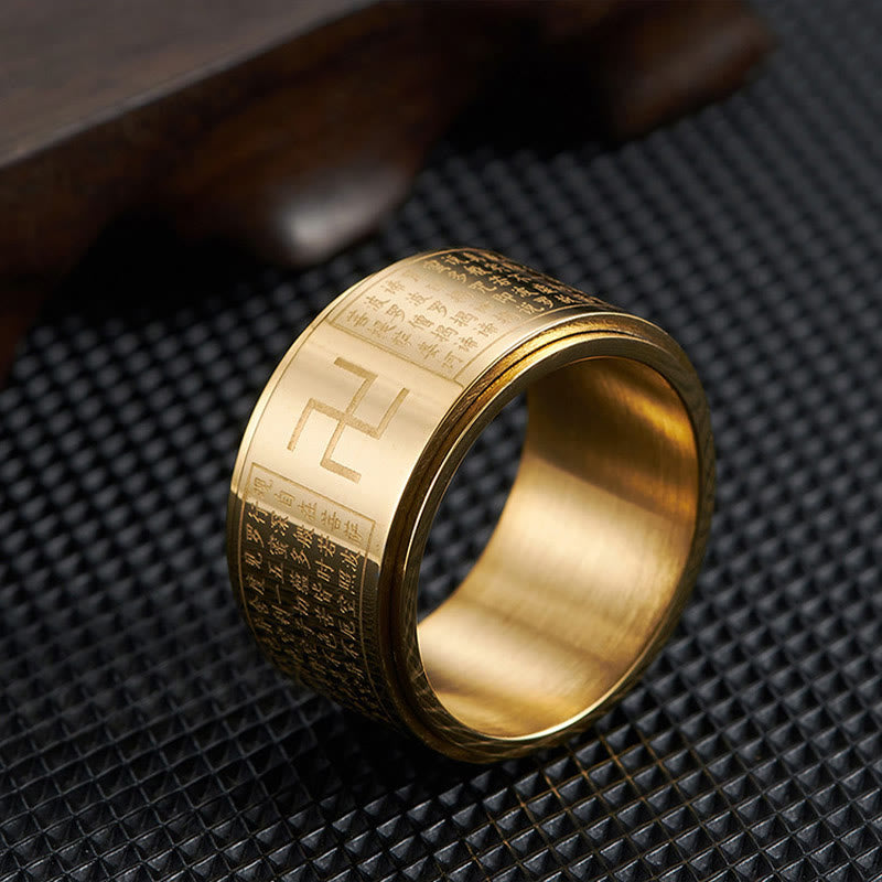 KarmaRipple's Heart Sutra Swastika Titanium Steel Fortune Rotatable Ring p4
