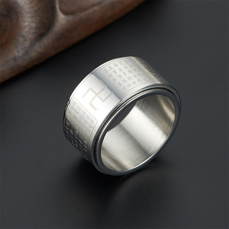 KarmaRipple's Heart Sutra Swastika Titanium Steel Fortune Rotatable Ring p10
