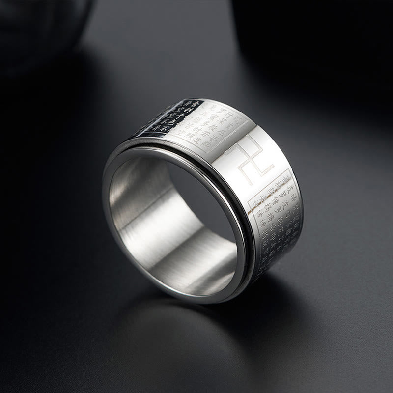 KarmaRipple's Heart Sutra Swastika Titanium Steel Fortune Rotatable Ring p19