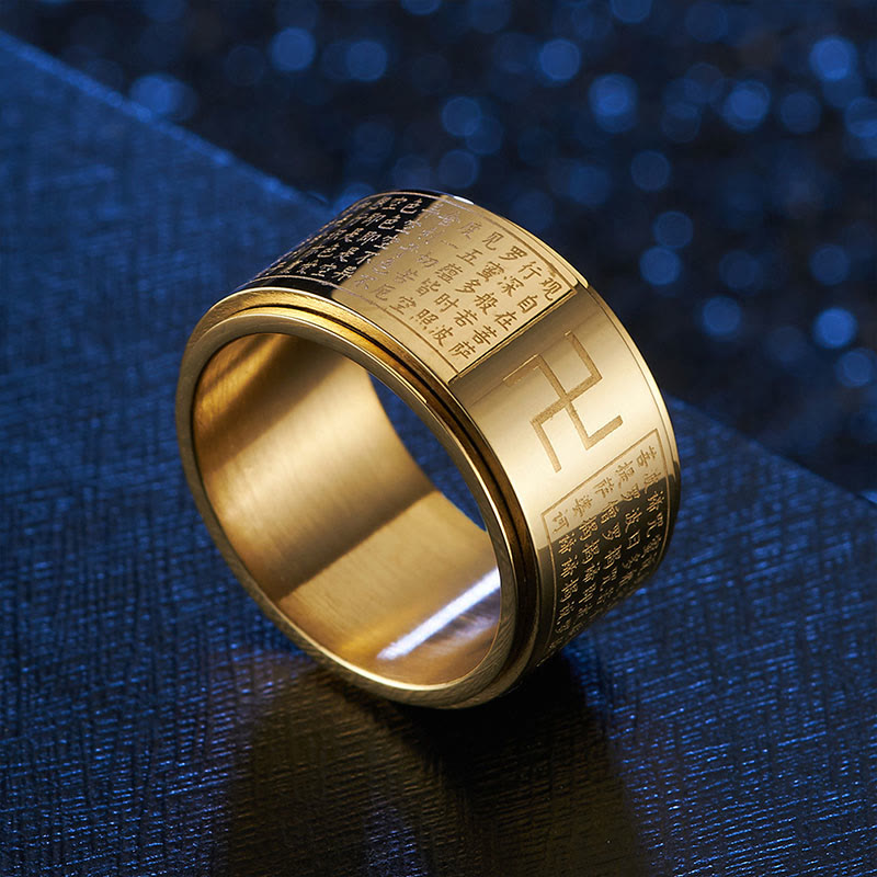 KarmaRipple's Heart Sutra Swastika Titanium Steel Fortune Rotatable Ring p1