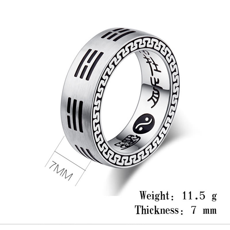 KarmaRipple's Bagua Yin Yang Taoist Nine-Character Mantra Titanium Steel Balance Ring p12