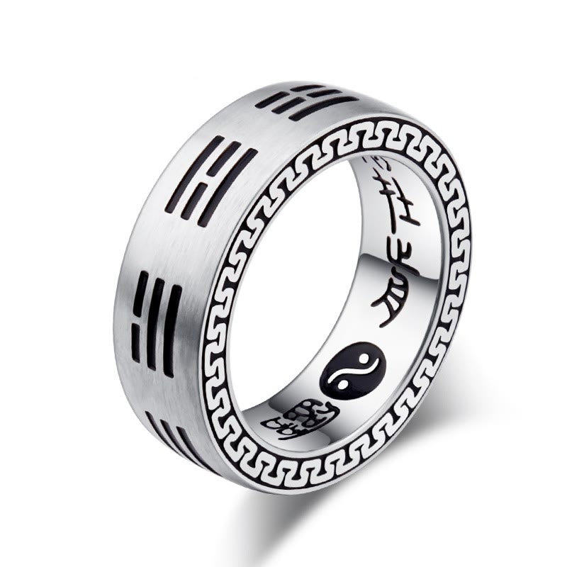KarmaRipple's Bagua Yin Yang Taoist Nine-Character Mantra Titanium Steel Balance Ring p13