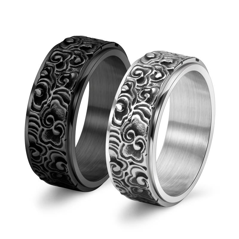 KarmaRipple's Auspicious Clouds Pattern Carved Titanium Steel Balance Rotatable Ring p11