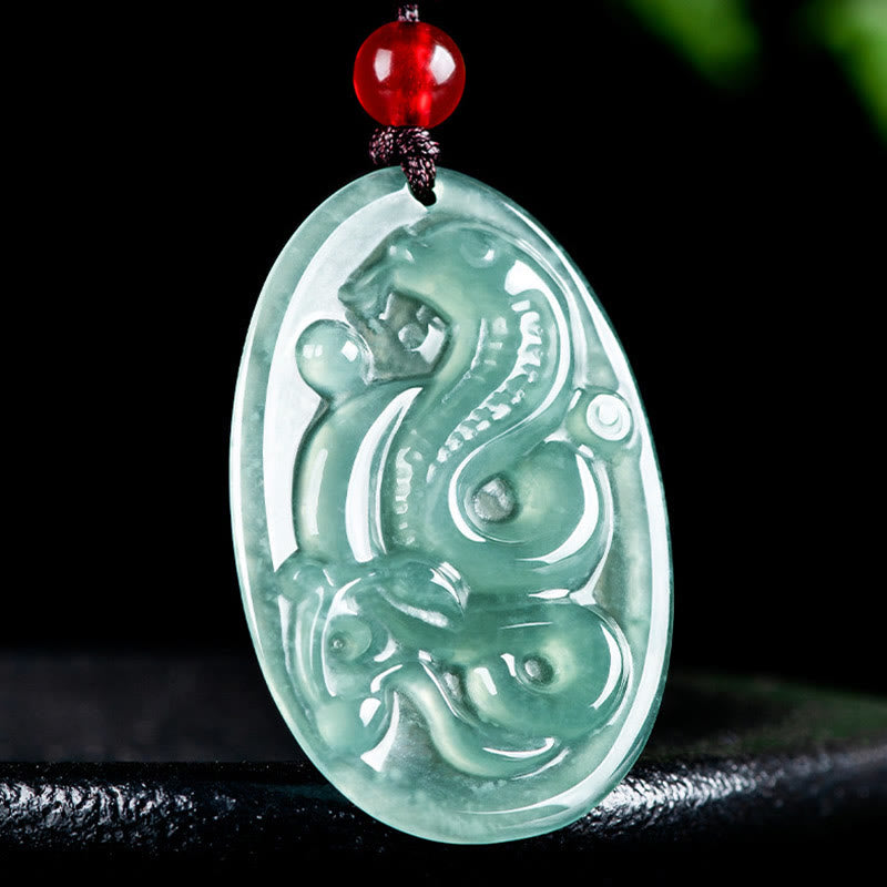 KarmaRipple's Authentic Jade Oval Year Of The Snake Fortune Pendant Necklace p2