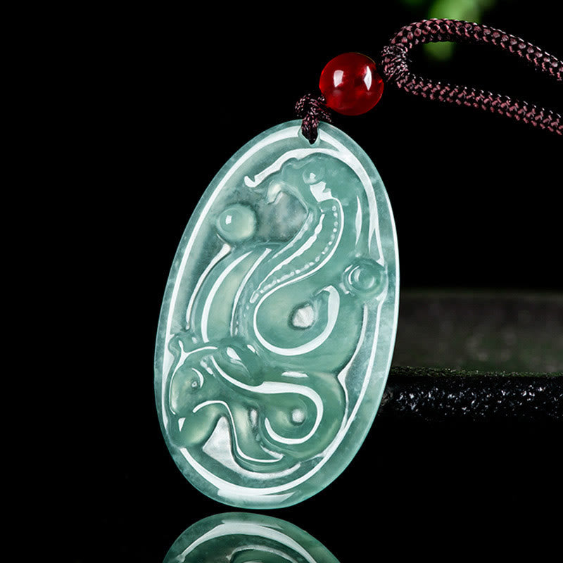 KarmaRipple's Authentic Jade Oval Year Of The Snake Fortune Pendant Necklace p3