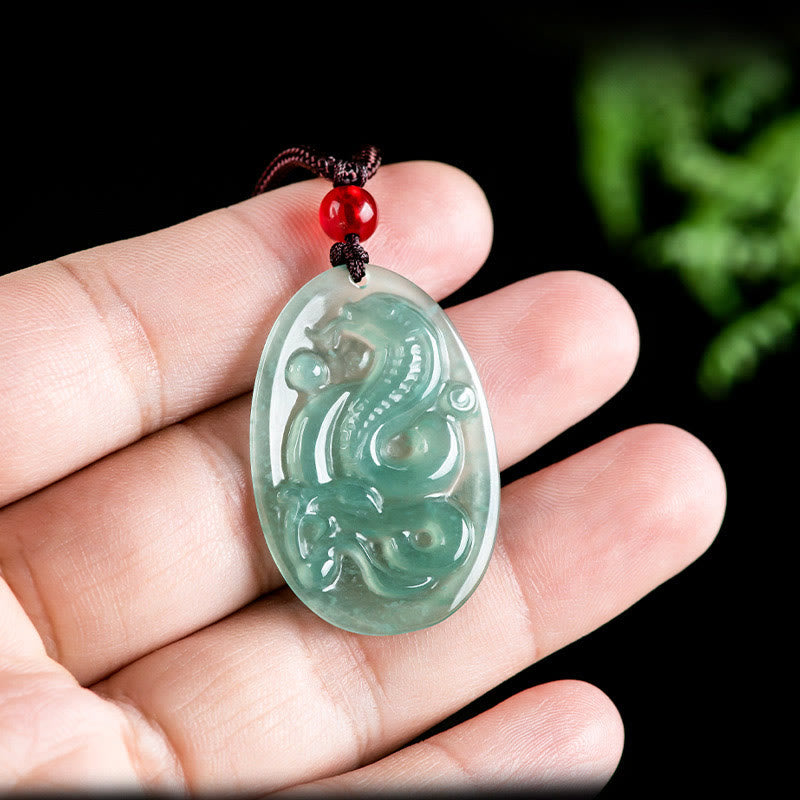 KarmaRipple's Authentic Jade Oval Year Of The Snake Fortune Pendant Necklace p5