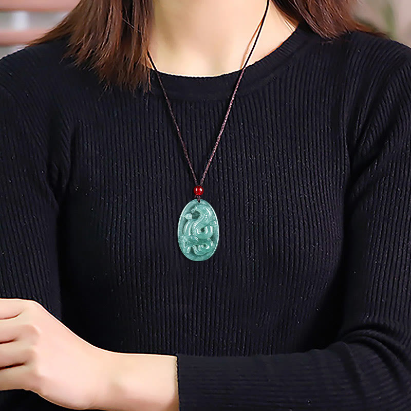 KarmaRipple's Authentic Jade Oval Year Of The Snake Fortune Pendant Necklace p6