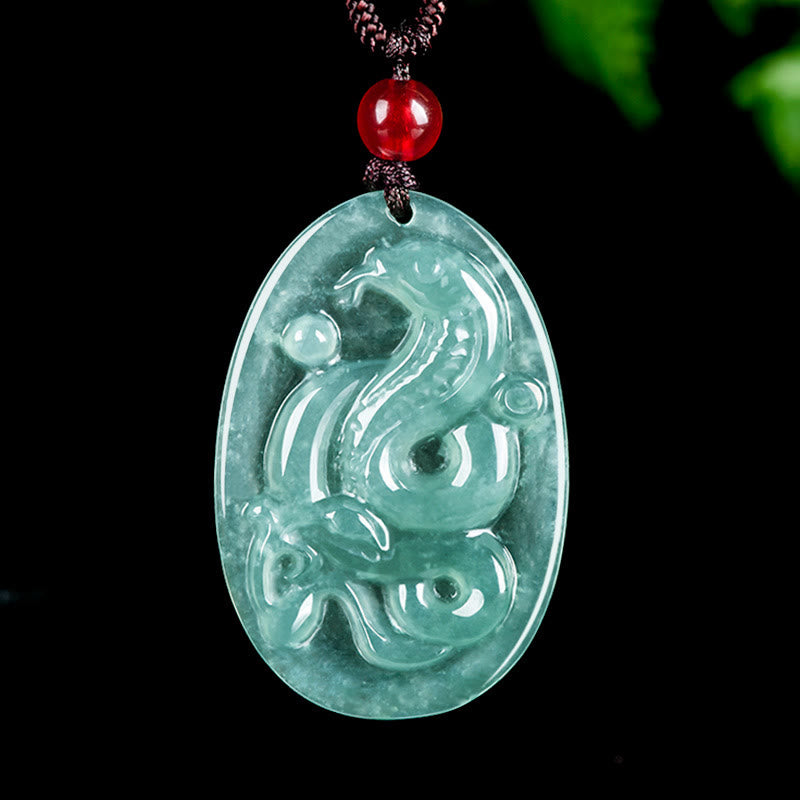 KarmaRipple's Authentic Jade Oval Year Of The Snake Fortune Pendant Necklace p10