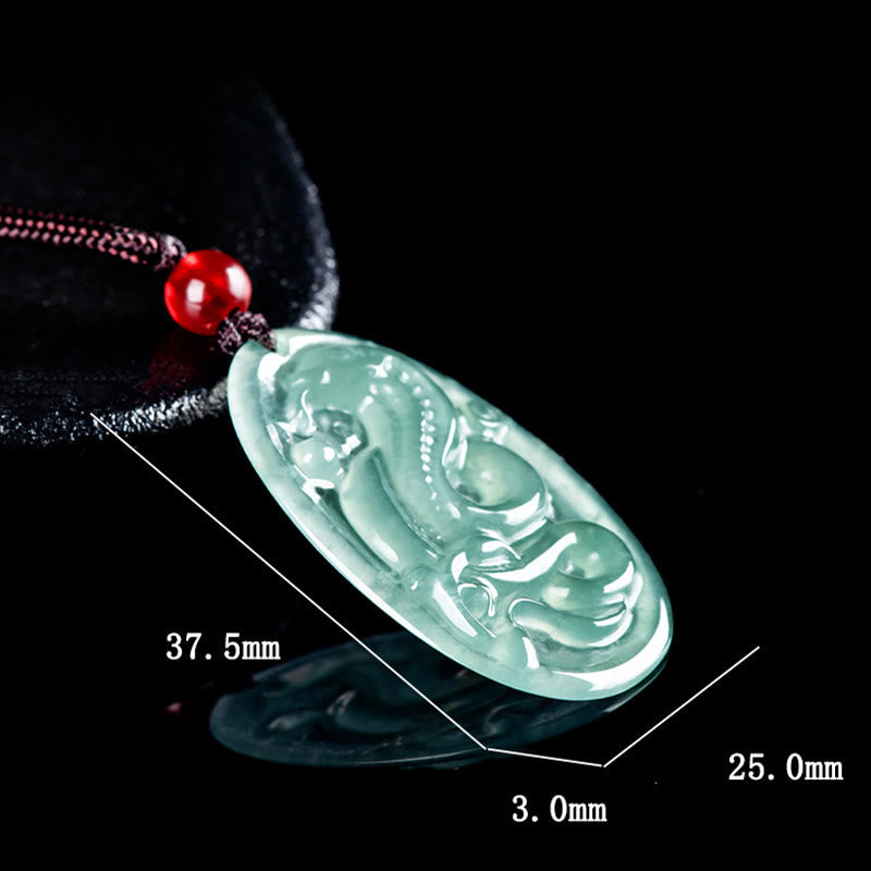 KarmaRipple's Authentic Jade Oval Year Of The Snake Fortune Pendant Necklace p7