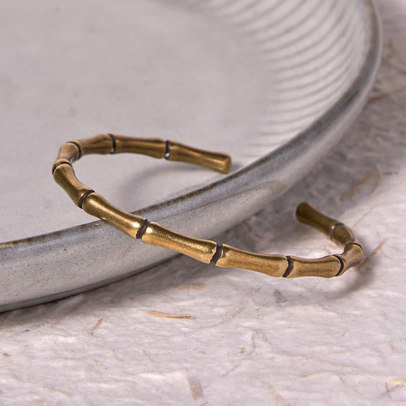 KarmaRipple's Bamboo Bronze Brass Fortune Strength Bracelet Bangle p3