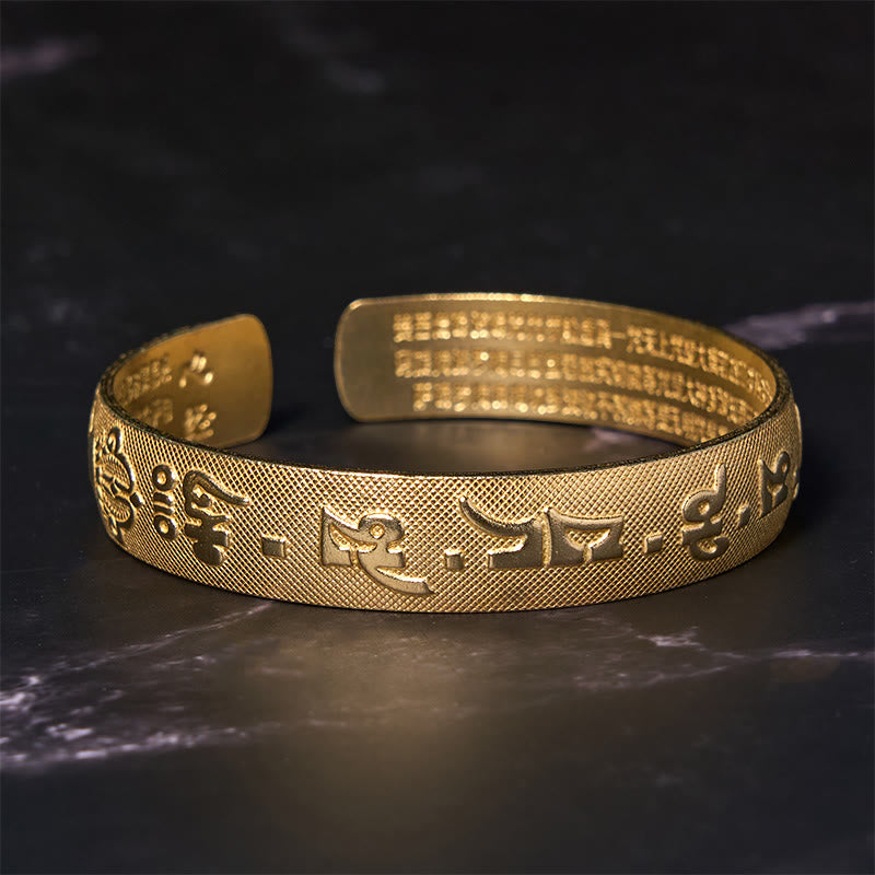 KarmaRipple's Six True Words 'Om Mani Padme Hum' Heart Sutra Bronze Brass Fortune Bracelet Bangle p9