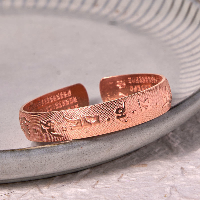 KarmaRipple's Six True Words 'Om Mani Padme Hum' Heart Sutra Bronze Brass Fortune Bracelet Bangle p13